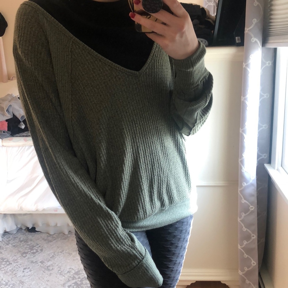 Free People Long Sleeve Waffle Knit Top